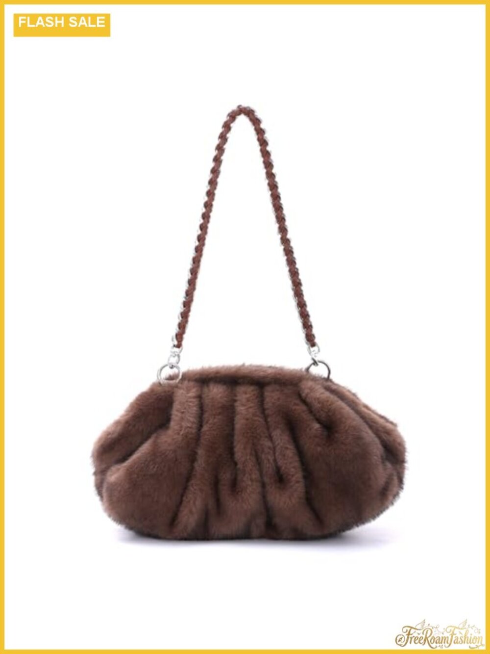 Faux Fur Pleated Clouds Clutch Purse Fluffy Shoulder Handbag for Women
